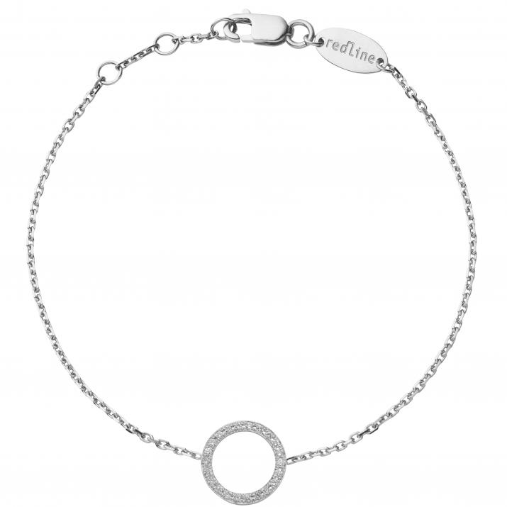 Bracelet chaîne cercle pavé diamant or blanc - Redline