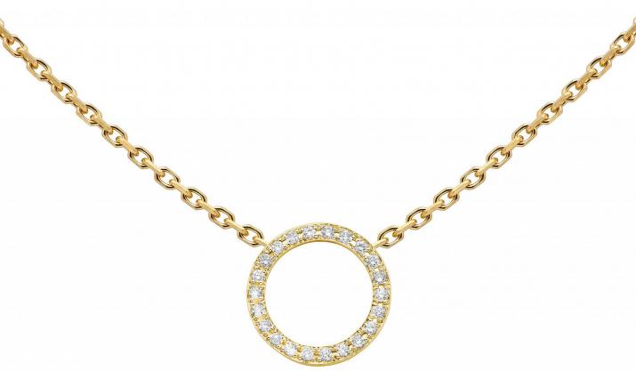 Collier chaîne cercle pavé diamant or jaune - Redline - 0++