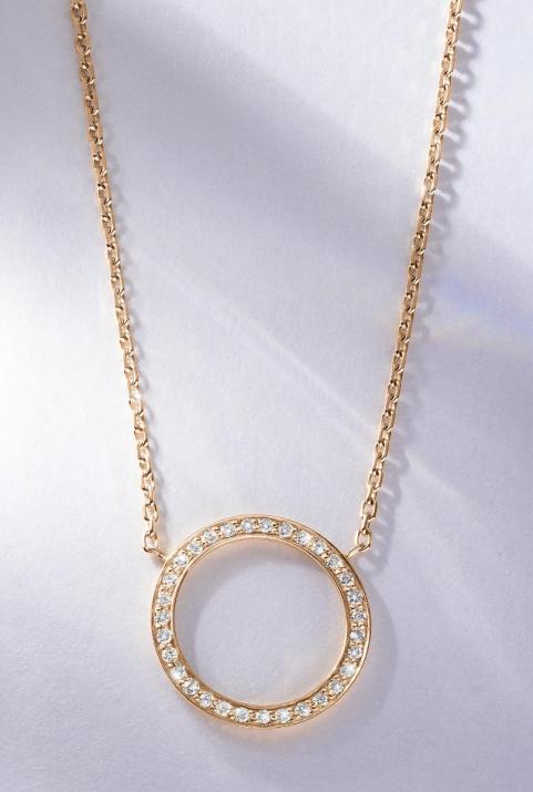 Collier chaîne cercle pavé diamant or rose - Redline - 0++