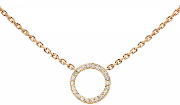 Collier chaîne cercle pavé diamant or rose - Redline - 0++