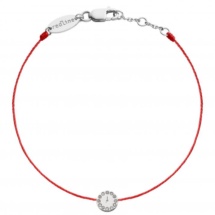 Bracelet Fil Femme avec 0.06ct Diamant Rond en Or Blanc Pavé - Redline - 0++