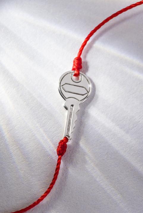 Bracelet fil clé or blanc pavé diamants - Redline - 0++