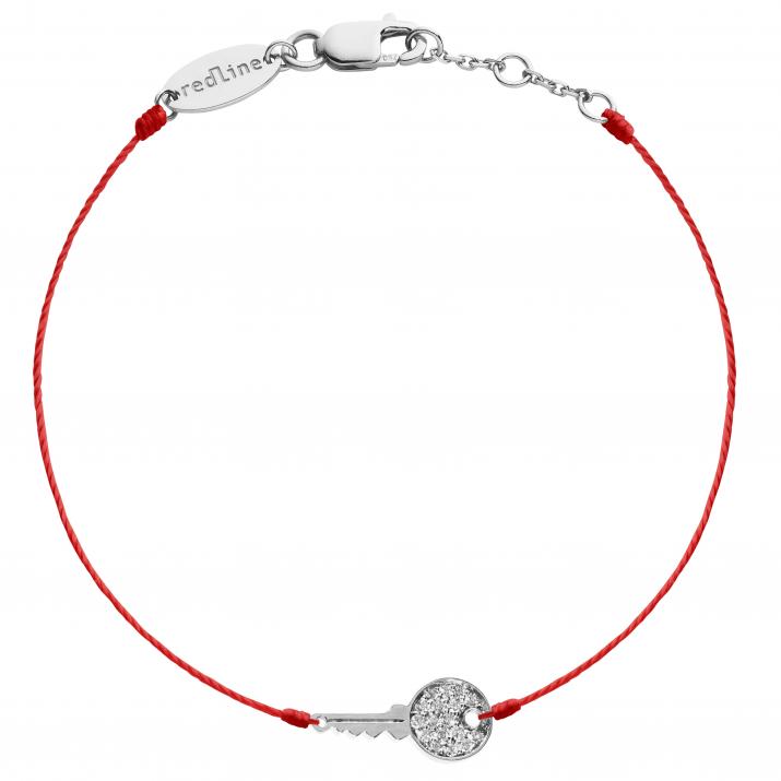 Bracelet fil clé or blanc pavé diamants - Redline - 0++