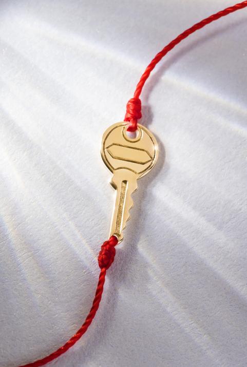 Bracelet fil clé or jaune pavé diamants - Redline - 0++