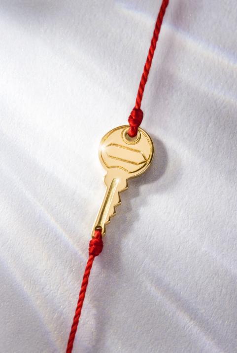 Bracelet fil clé or jaune pavé diamants - Redline - 0++