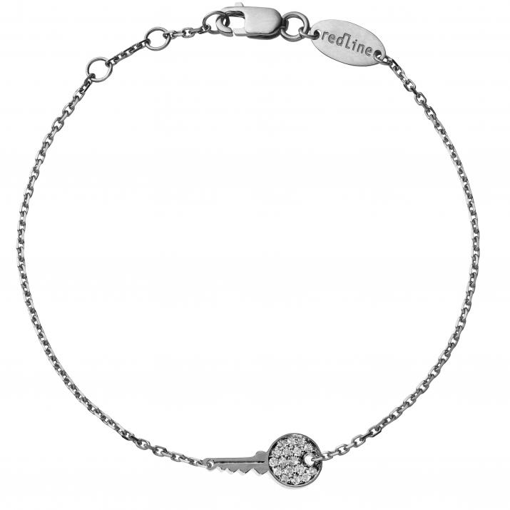 Bracelet chaîne clé or noir pavé diamants - Redline