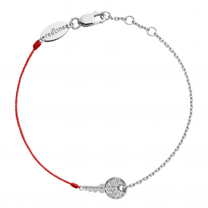 Bracelet chaîne et fil clé or blanc pavé diamants - Redline