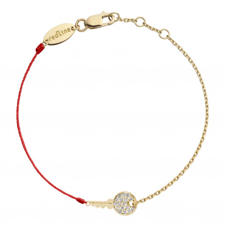 Bracelet chaîne et fil clé or jaune pavé diamants - Redline
