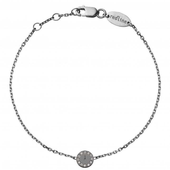 Bracelet chaîne horloge or noir pavé diamants - Redline