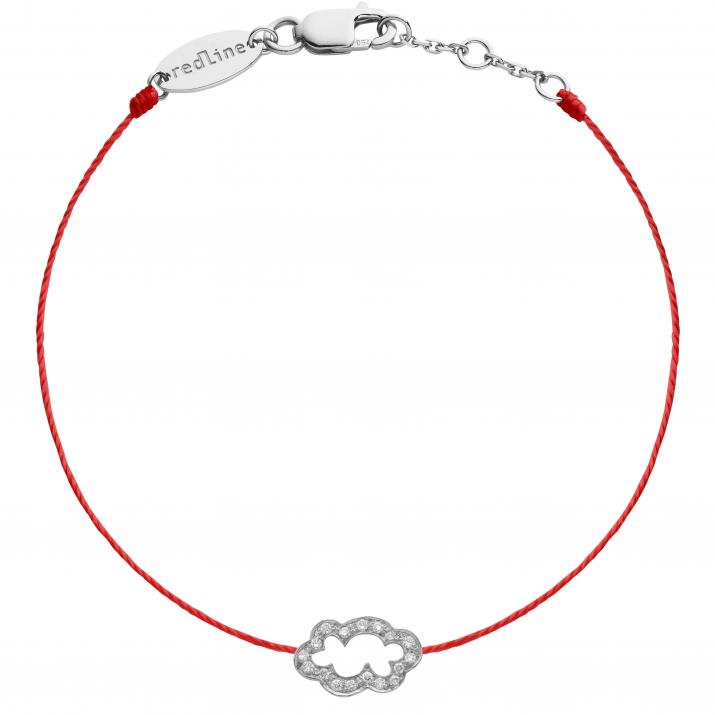 Bracelet fil nuage or blanc pavé diamants - Redline - 0++