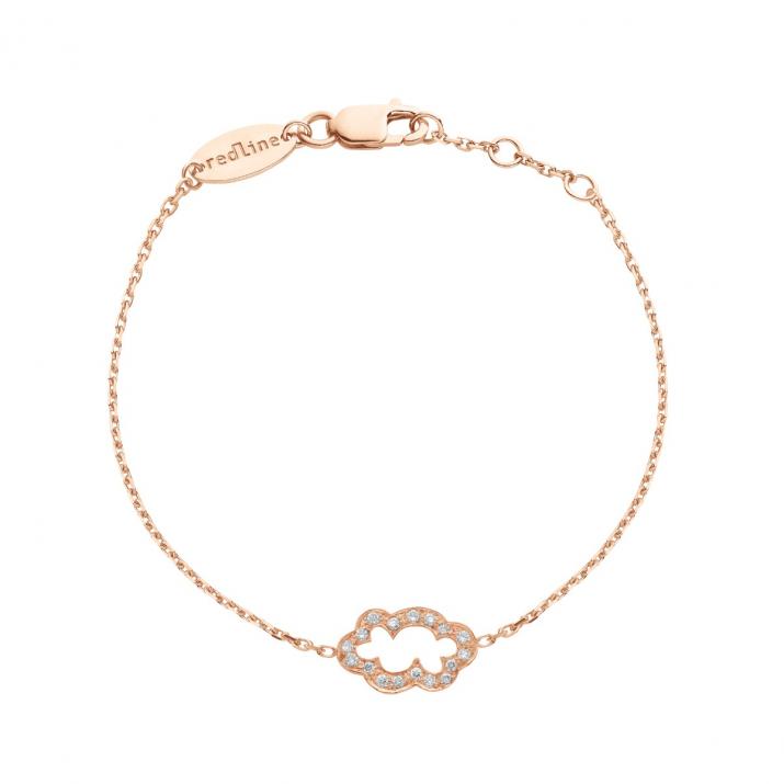 Bracelet enfant chaîne nuage or rose pavé diamants - Redline