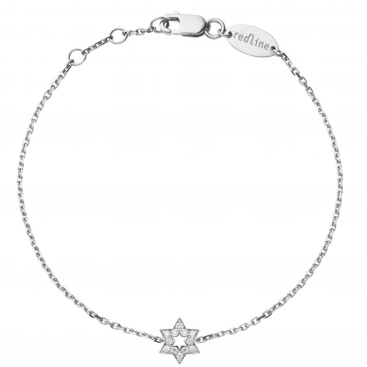 Bracelet chaîne étoile or blanc pavé diamants - Redline - 0++