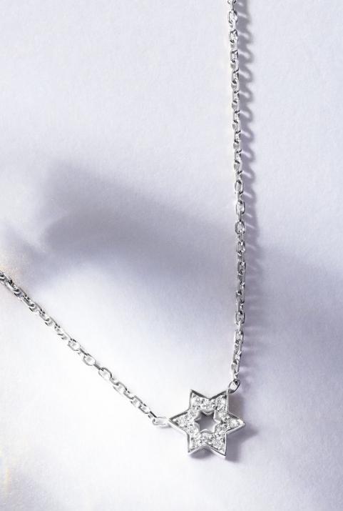 Collier chaîne étoile or blanc pavé diamants - Redline - 0++