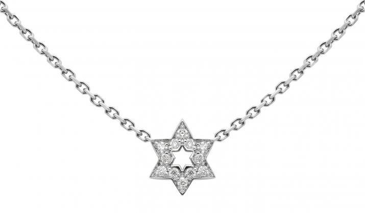 Collier chaîne étoile or blanc pavé diamants - Redline