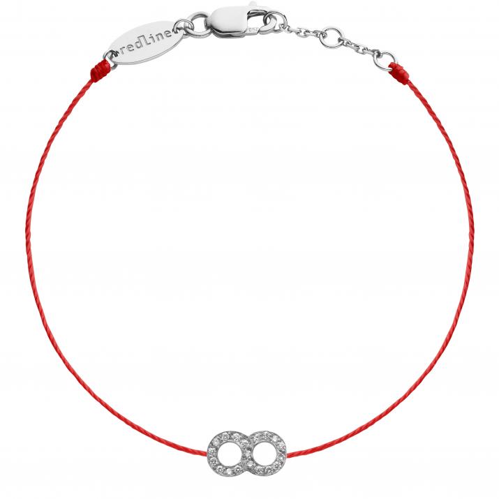 Bracelet fil infini pavé diamants or blanc - Redline