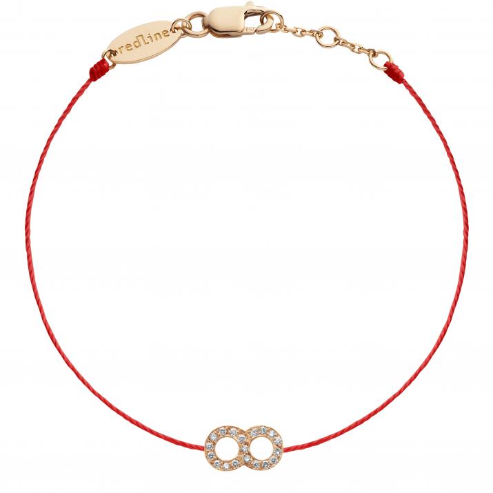 Bracelet fil infini pavé diamants or rose - Redline