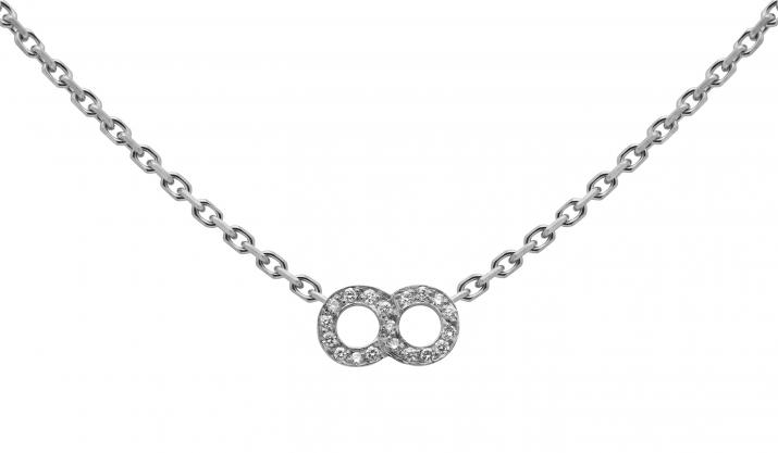 Collier chaîne infini pavé diamants or blanc - Redline