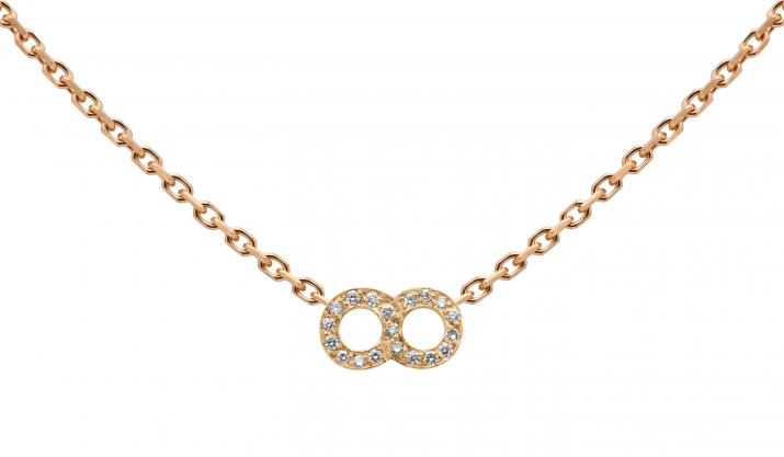 Collier chaîne infini pavé diamants or rose - Redline