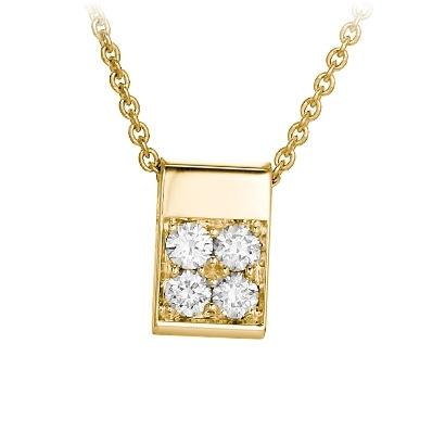 Collier Chaîne Femme avec 0.15ct Diamant Rond en Or Jaune Pavé - Redline
