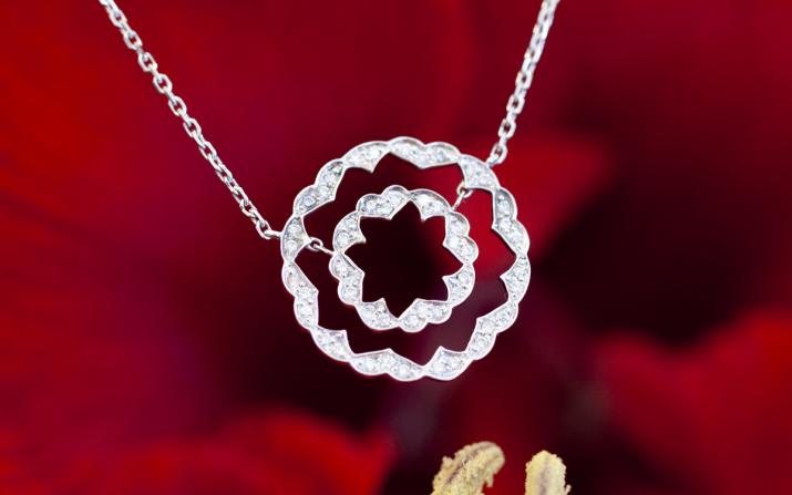 Collier Chaîne Femme avec 0.20ct Diamant en Or Noir Pavé - Redline - 0++