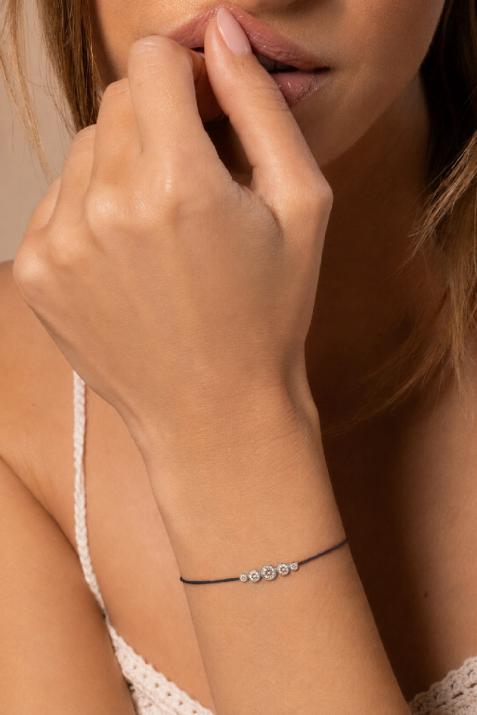 Bracelet fil avec diamants 0.50 carat en sertis clos or blanc - Redline - 0++