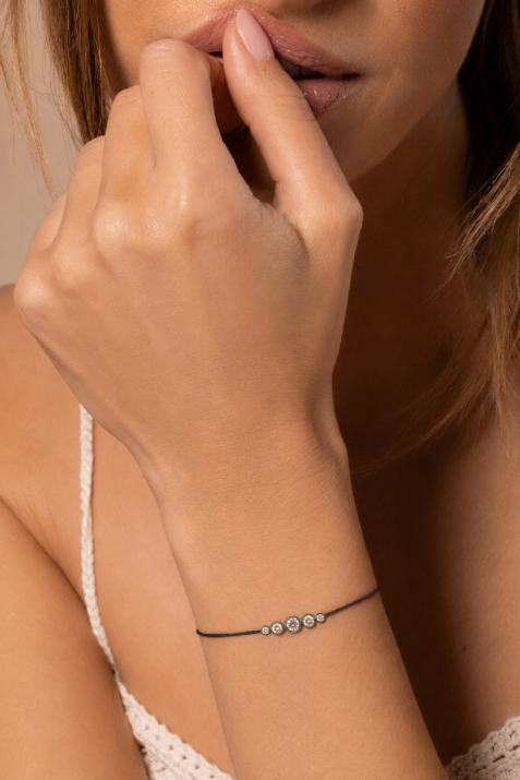 Bracelet fil avec diamants 0.50 carat en sertis clos or noir - Redline - 0++