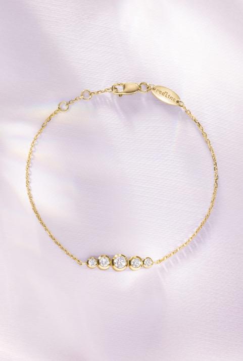 Bracelet chaîne avec diamants 0.50 carat en serti clos or jaune - Redline - 0++