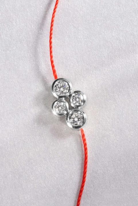 Bracelet fil avec diamants 0.30 carat en serti clos or blanc - Redline - 0++