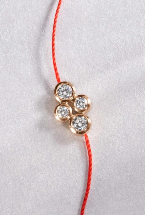Bracelet fil avec diamants 0.30 carat en serti clos or rose - Redline - 0++