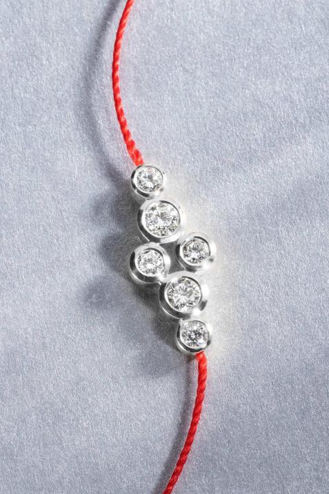 Bracelet fil avec 6 diamants 0.40 carat en serti clos or blanc - Redline - 0++