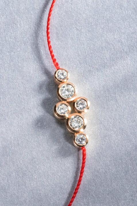 Bracelet fil avec 6 diamants 0.40 carat en serti clos or rose - Redline - 0++