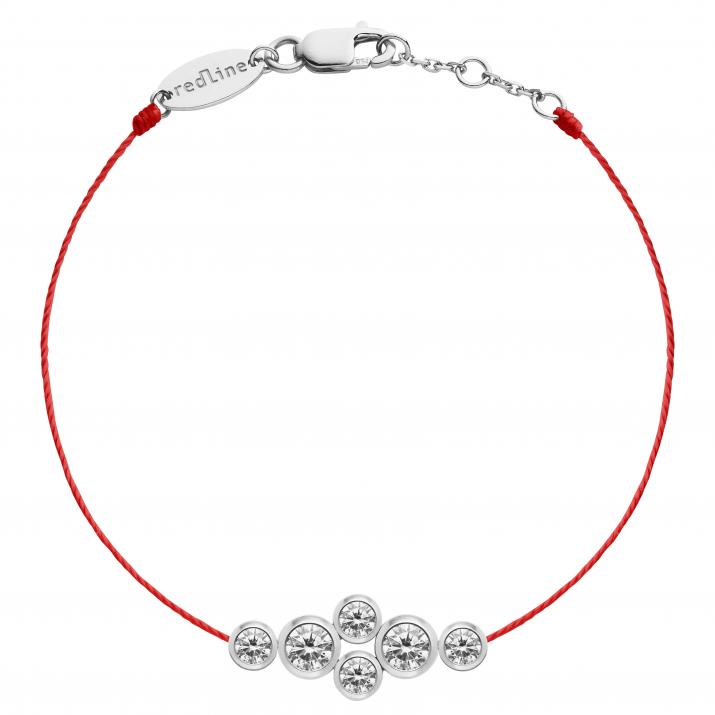 Bracelet fil avec 6 diamants 0.40 carat en serti clos or blanc - Redline - 0++