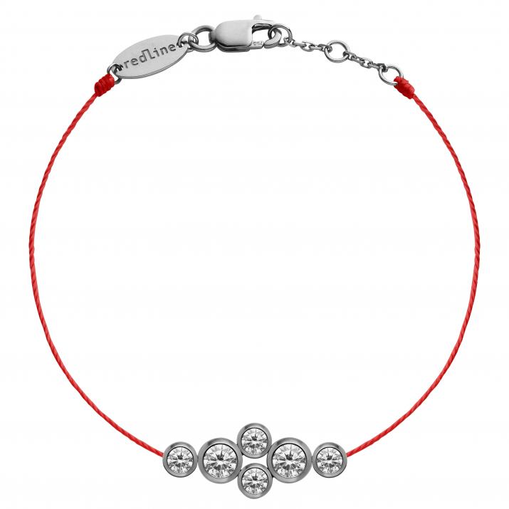 Bracelet fil avec 6 diamants 0.40 carat en serti clos or noir - Redline - 0++