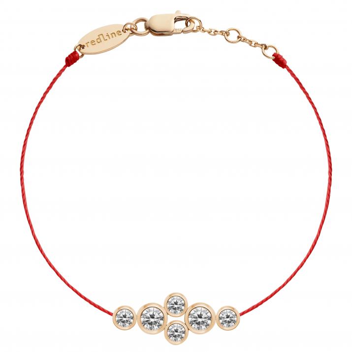Bracelet fil avec 6 diamants 0.40 carat en serti clos or rose - Redline - 0++