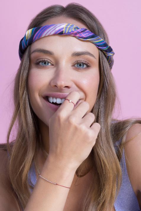 Bracelet fil avec maille or blanc - Redline - 0++