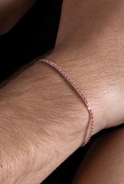Bracelet homme fil et chaîne entrelacés en or blanc - Redline - 0++