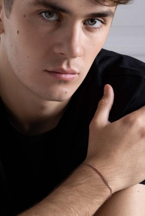 Bracelet homme fil et chaîne entrelacés en or noir - Redline - 0++