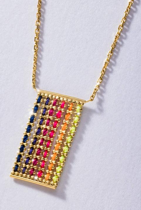 Collier chaîne or jaune avec fils multicolor - Redline - 0++