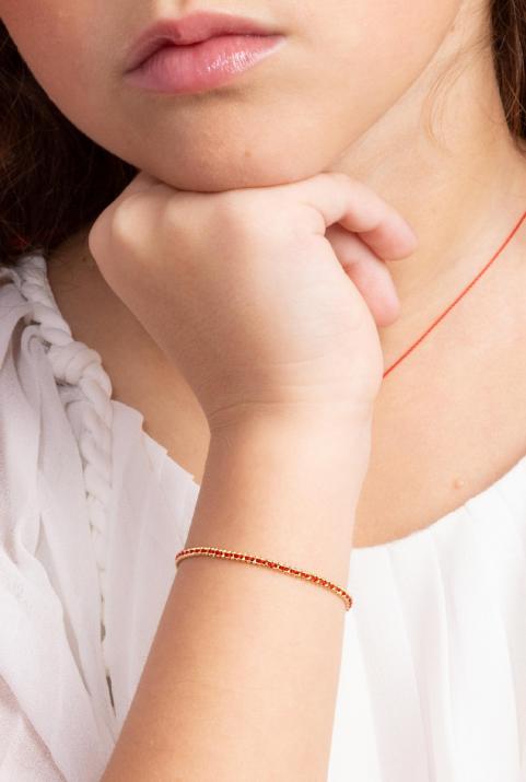 Bracelet enfant fil et chaîne entrelacés or jaune - Redline - 0++