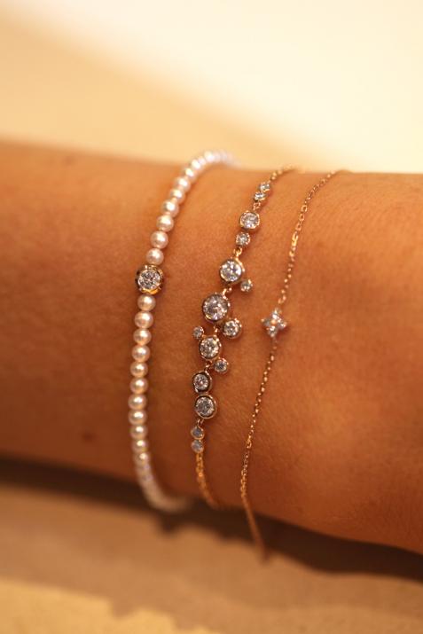 Bracelet chaîne avec diamants 0.62 carat en serti clos or rose - Redline - 0++