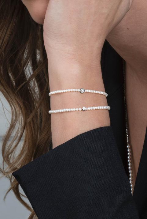 Bracelet en perle S avec diamant 0.2 ct or noir - Redline - 0++
