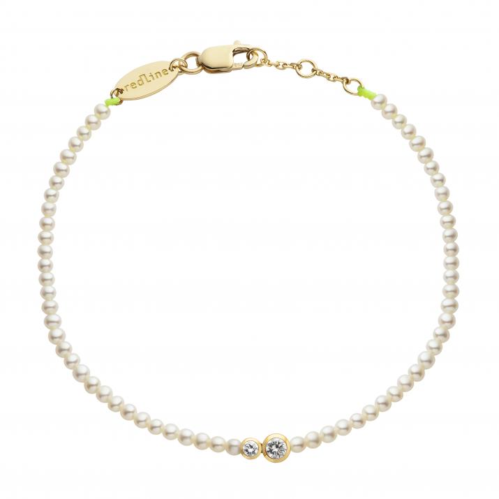 Bracelet en perle S avec 2 diamants 0.15 ct or jaune - Redline
