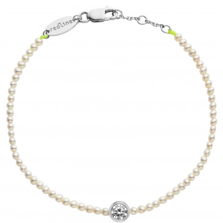 Bracelet en perle S avec diamant 0.2 ct or blanc - Redline - 0++
