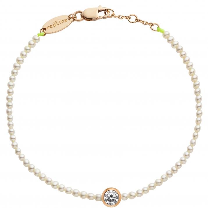 Bracelet en perle S avec diamant 0.2 ct or rose - Redline - 0++