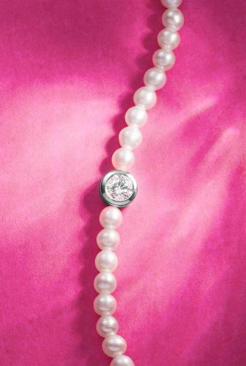 Bracelet en perle M avec diamant 0.1 ct or noir - Redline - 0++