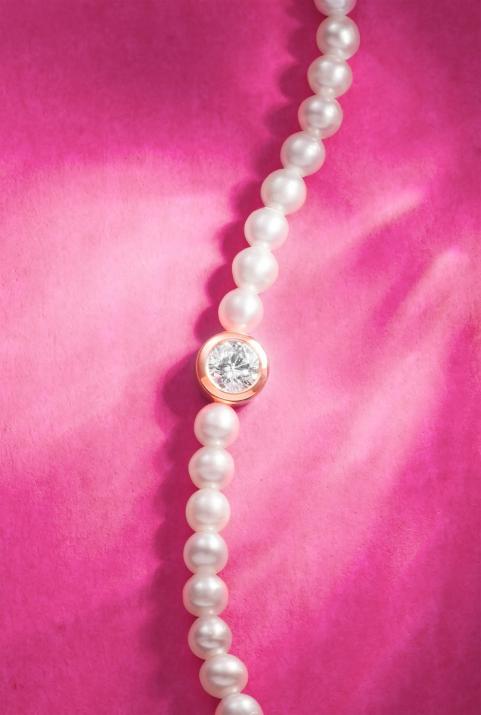 Bracelet en perle M avec diamant 0.1 ct or rose - Redline - 0++