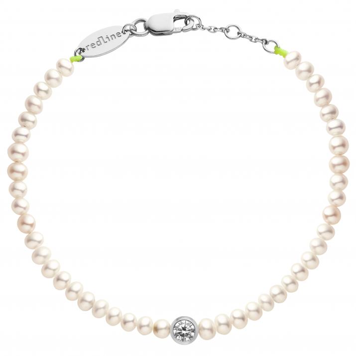 Bracelet en perle M avec diamant 0.1 ct or blanc - Redline - 0++