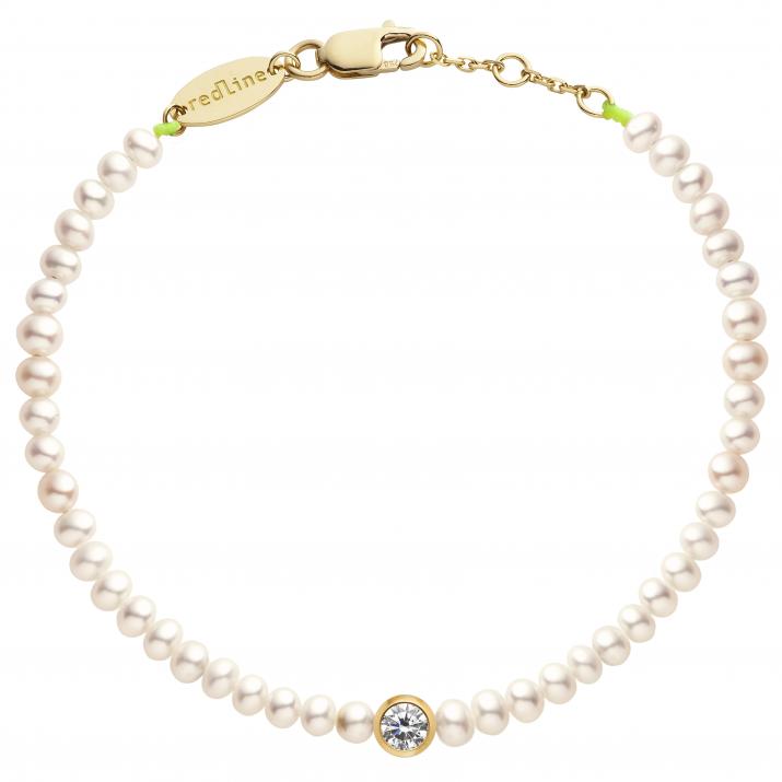 Bracelet en perle M avec diamant 0.1 ct or jaune - Redline - 0++
