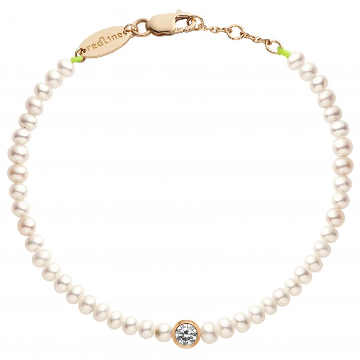 Bracelet en perle M avec diamant 0.1 ct or rose - Redline - 0++