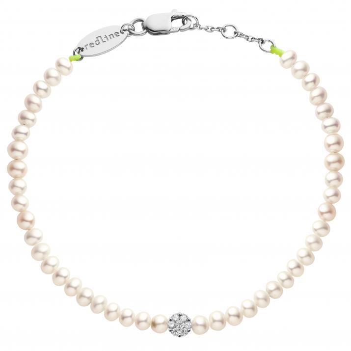 Bracelet en perle M avec diamant 0.05 ct or blanc - Redline - 0++